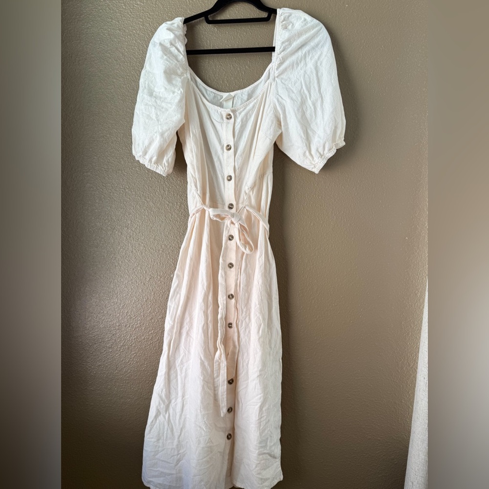 GUC H&M Cream Puff Sleeve Midi Dress Large